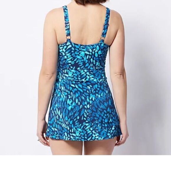 Denim & Co. Beach V-Neck Wrap Front Swim Dress Black 18W‎ NWT IN PACKAGING - Picture 2 of 8